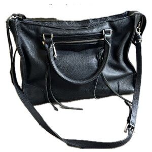 Rebecca Minkoff Black Leather Shoulder Crossbody Bag - Classic Pebbled Tote